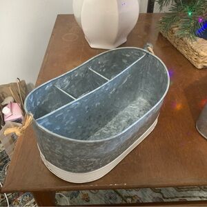 Galvanized Metal Storage Bin with Rope Handles